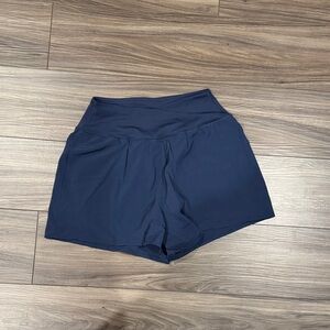 Yogalicious Navy High-Waist Athletic Shorts